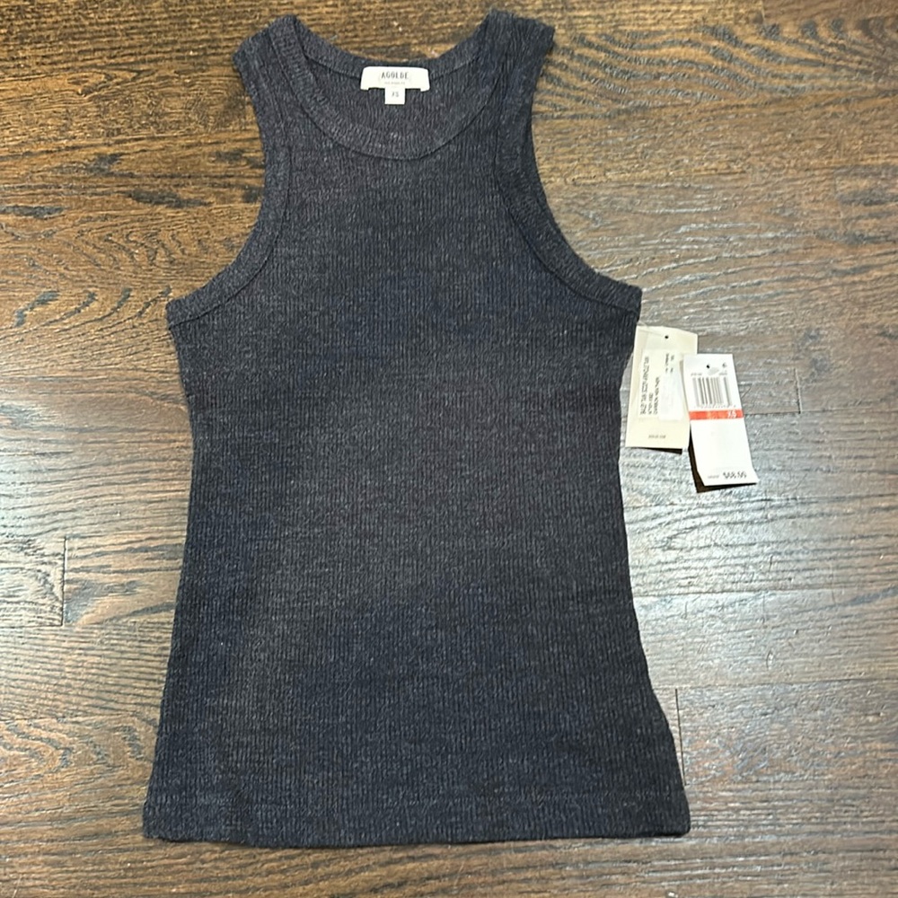Agolde ribbed dark Heather charcoal tank top xs new